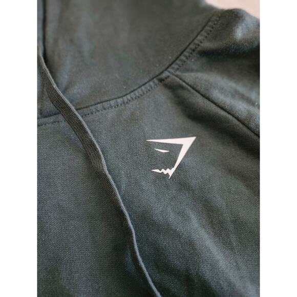 GYMSHARK Women's Cropped Hoodie Sweater Small Green Pull Over - Picture 2 of 7